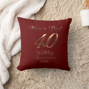 2022 Ruby Wedding 40th Anniversary Parents Throw Pillow