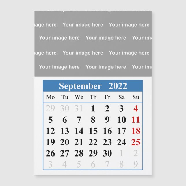 2022 September calendar Magnetic card (Front)