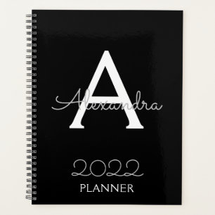 2022 Silver Black Monogram Elegant Planner