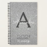 2022 Silver Glitter Sparkle Monogram Planner<br><div class="desc">2022 Silver Sparkle Glitter Monogram Name and Initial Spiral Notebook Planner. This makes the perfect sweet 16 birthday,  wedding,  bridal shower,  anniversary,  baby shower or bachelorette party gift for someone that loves glam luxury and chic styles.</div>