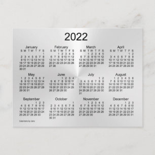 2022 Silver Shimmer Mini Calendar by Janz Postcard