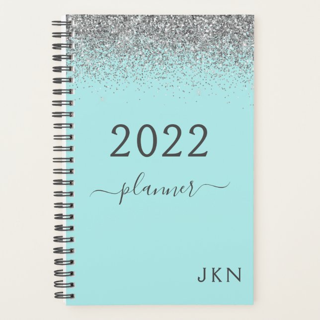 2022 Silver Turquoise Aqua Blue Girly Parties scin (Devant)