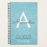 2022 Teal Aqua Blue Glitter Sparkle Monogram Planner<br><div class="desc">2022 Teal Aqua Blue Sparkle Glitter Monogram Name and Initial Spiral Notebook Planner. This makes the perfect sweet 16 birthday,  wedding,  bridal shower,  anniversary,  baby shower or bachelorette party gift for someone that loves glam luxury and chic styles.</div>
