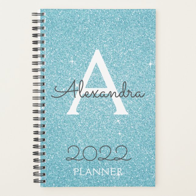 2022 Turquoise Pailleté Glitter Monogramme (Devant)