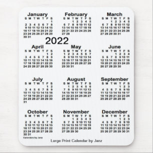 2022 White Large Print Calendar by Janz Mouse Pad