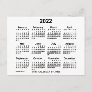 2022 White Mini Calendar by Janz Postcard