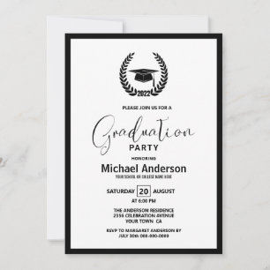 2022 Wreath and Mortarboard Graduation Party Invitation