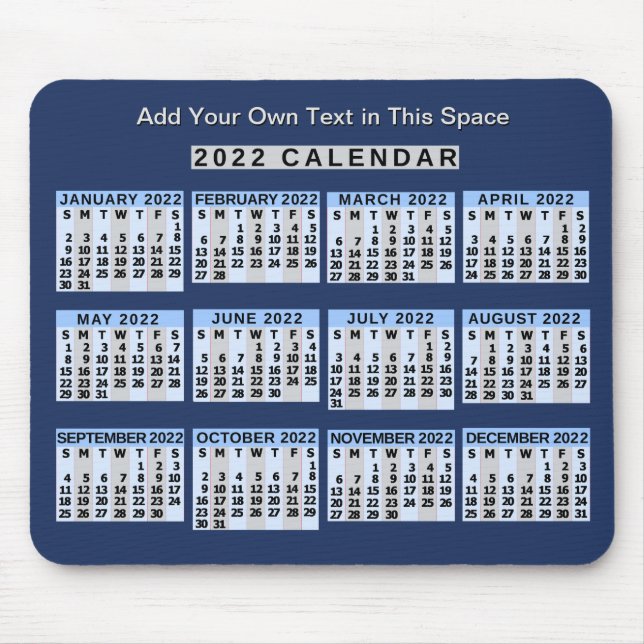 2022 Year Monthly Calendar Easy to Read Business Mouse Pad (Front)