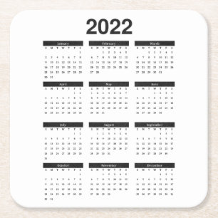 2022 Year Monthly Calendar Square Paper Coaster