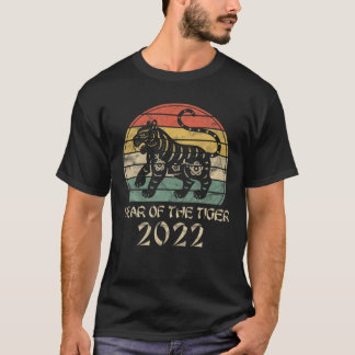 2022 Year Of The Tiger Gift Retro Sunset Chinese N T-Shirt