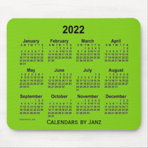 2022 Yellow Green Calendar by Janz Mouse Pad