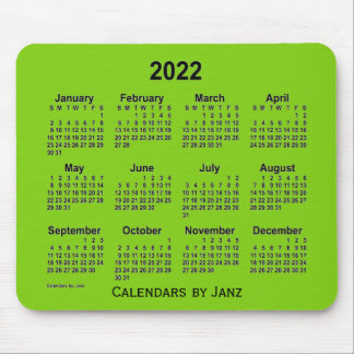 2022 Yellow Green Calendar by Janz Mouse Pad