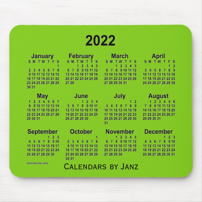 2022 Yellow Green Calendar by Janz Mouse Pad (Front)