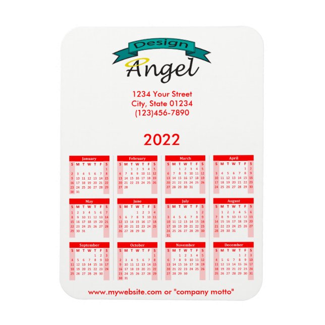 2022 Your Logo Branded Red Calendar Magnet (Vertical)