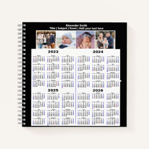 2023 2024 2025 2026 Calendar Custom Photo Modern Notebook