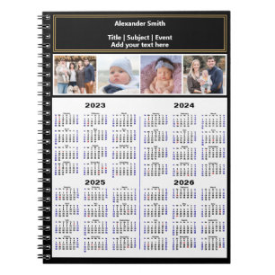 2023 2024 2025 2026 Calendar Custom Photo Modern Notebook