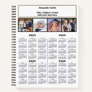 2023 2024 2025 2026 Calendar Custom Photo Modern Notebook