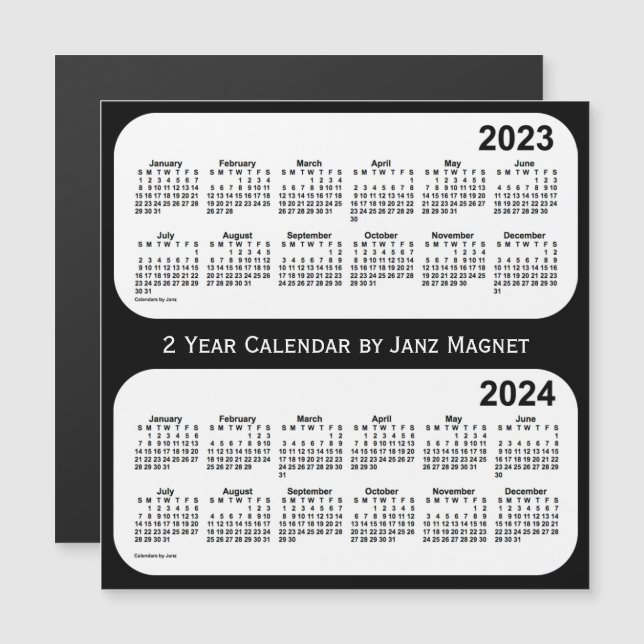 2023-2024 Black and White 2 Year Calendar by Janz (Front/Back)
