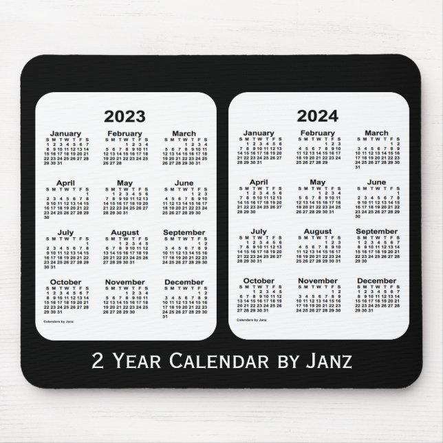 2023-2024 Black and White 2 Year Calendar by Janz Mouse Pad (Front)