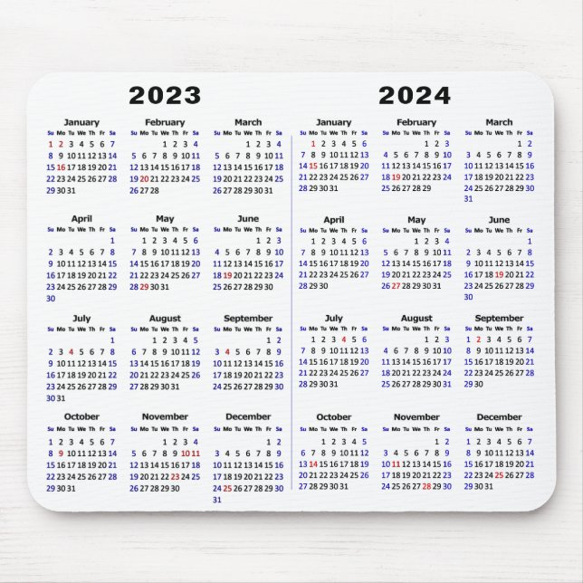 2023 - 2024 Calendar Minimalist 2 year Calendar Mouse Pad (Front)