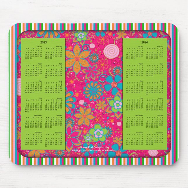 2023-2024 Calendar Mousepad,Grandmas Garden Green Mouse Pad (Front)