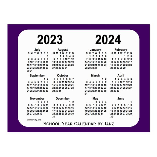 20232024 Purple Mini School Calendar by Janz Postcard Zazzle.ca