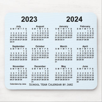 2023-2024 School Year Calendar by Janz Alice Blue Mouse Pad