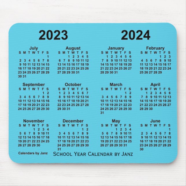 2023-2024 School Year Calendar by Janz Sky Blue Mouse Pad (Front)