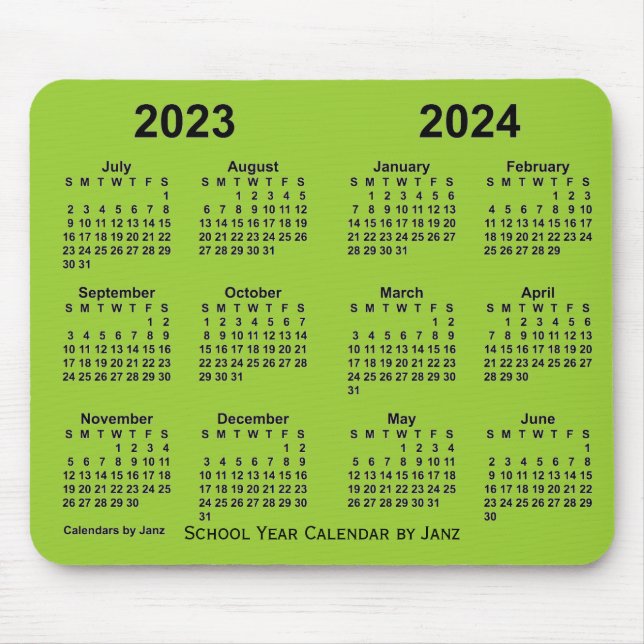 2023-2024 School Year Yellowgreen Calendar by Janz Mouse Pad (Front)
