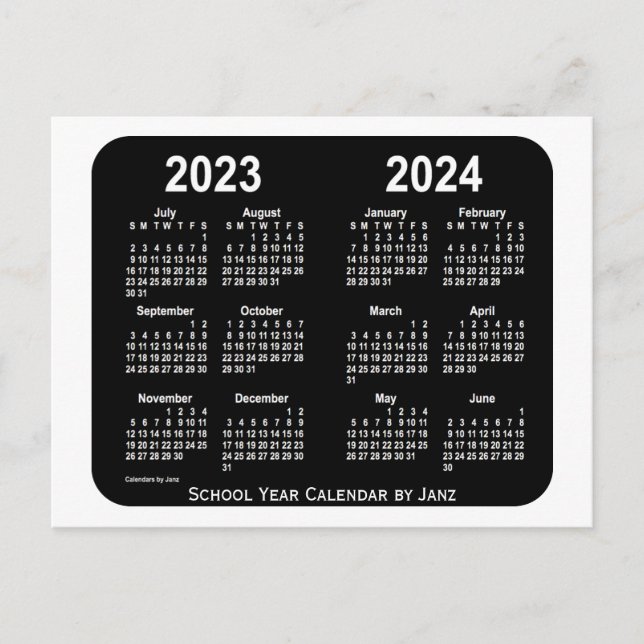 2023-2024 White Neon School Calendar by Janz Postcard (Front)
