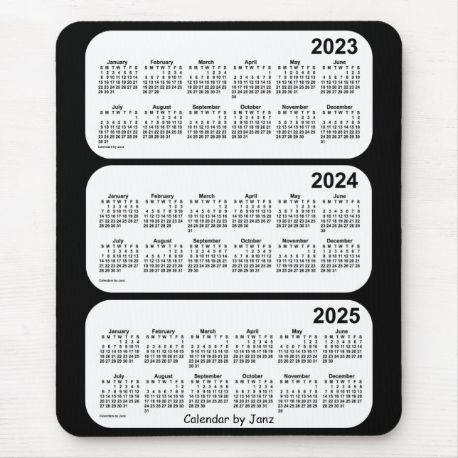 2023-2025 Black and White 3 Year Calendar by Janz Mouse Pad (Front)