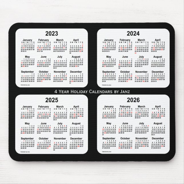 2023-2026 Black and White Holiday Calendar by Janz Mouse Pad (Front)