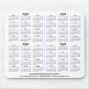 2023 - 2026 Calendar Minimalist 4 year Custom Mouse Pad