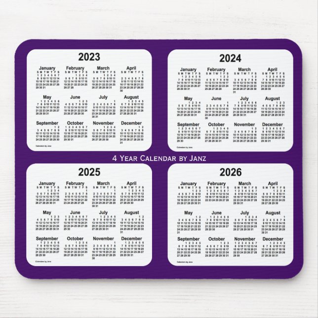 2023-2026 Purple 4 Year Calendar by Janz Mouse Pad (Front)