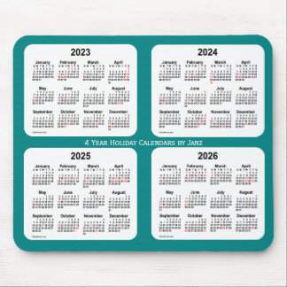 2023-2026 Teal Holiday Calendar by Janz Mouse Pad