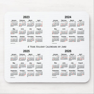 2023-2026 White Holiday Calendar by Janz Mouse Pad