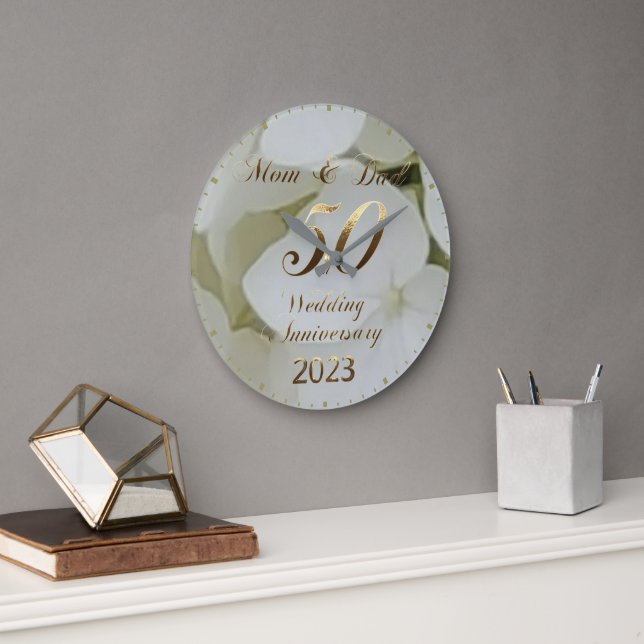 2023 50th Anniversary Golden Wedding Parents Large Clock (Office)