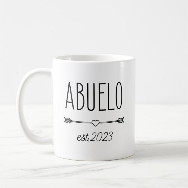 2023 Abuelo Pregnancy Announcement Spanish Grandpa Coffee Mug (Left)