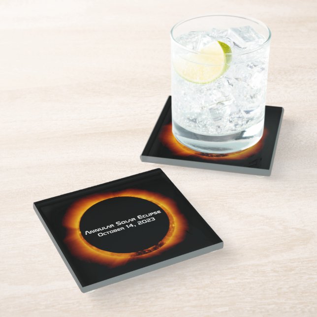 2023 Annular Solar Eclipse Glass Coaster (Angled)