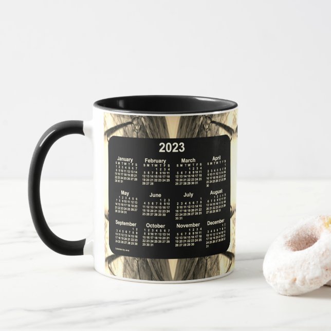 2023 Artistic Sepia Neon Calendar by Janz Mug (With Donut)