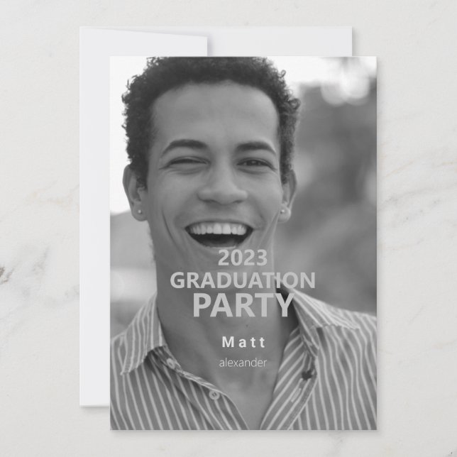 2023 B/W Photo Graduation Party  Invitation (Front)