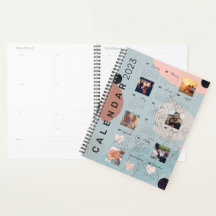 2023 Baby Blue Calendar journal, 6 photos personna