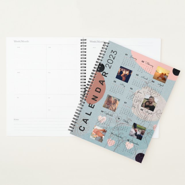 2023 Baby Blue Calendar journal, 6 photos personna (Devant avec enveloppe)
