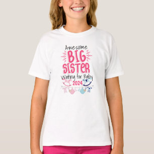 2023 Big Sister Waiting for New Baby Sibling T-Shirt