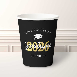 2023 Black Gold Graduation Party Paper Cups