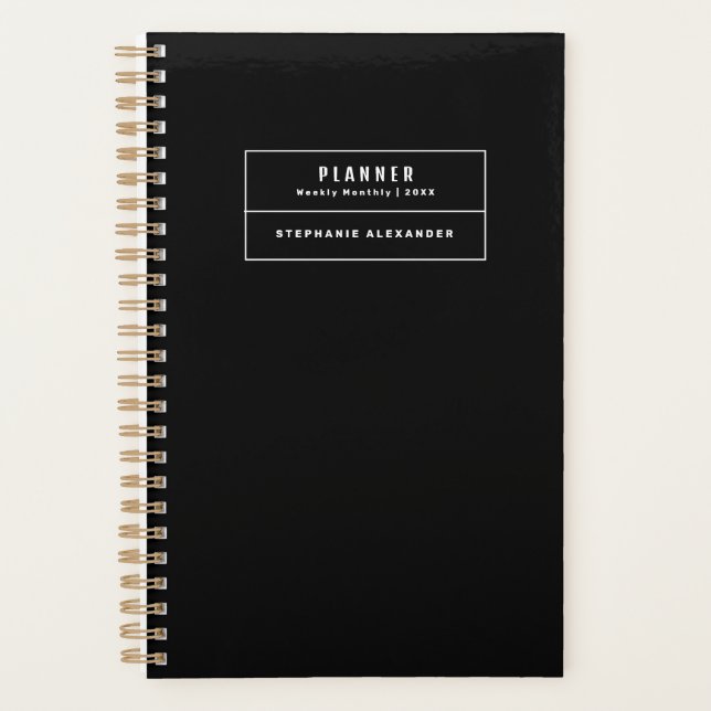 2023 Black White Business Weekly Monthly Planner (Front)