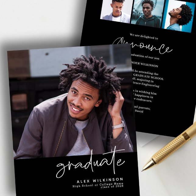 2023 BUDGET Fun Modern 4 Photo Grad Announcement Flyer (Creator Uploaded)