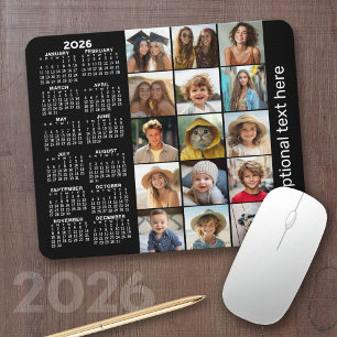 2023 Calendar - 15 photo collage black Mouse Pad