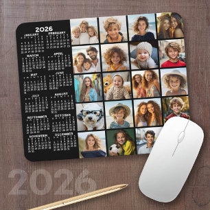 2023 Calendar - 20 photo collage black Mouse Pad