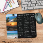 2023 Calendar 3 Photo Personalized Black Mouse Pad<br><div class="desc">Create your own personalized calendar mouse pad featuring 3 of your own photos (or keep the tropical beach images), a 2023 year-at-at-glance calendar and personalized with a name, monogram, company name or other custom text in editable white against your choice of background color (shown in black). ASSISTANCE: For help with...</div>